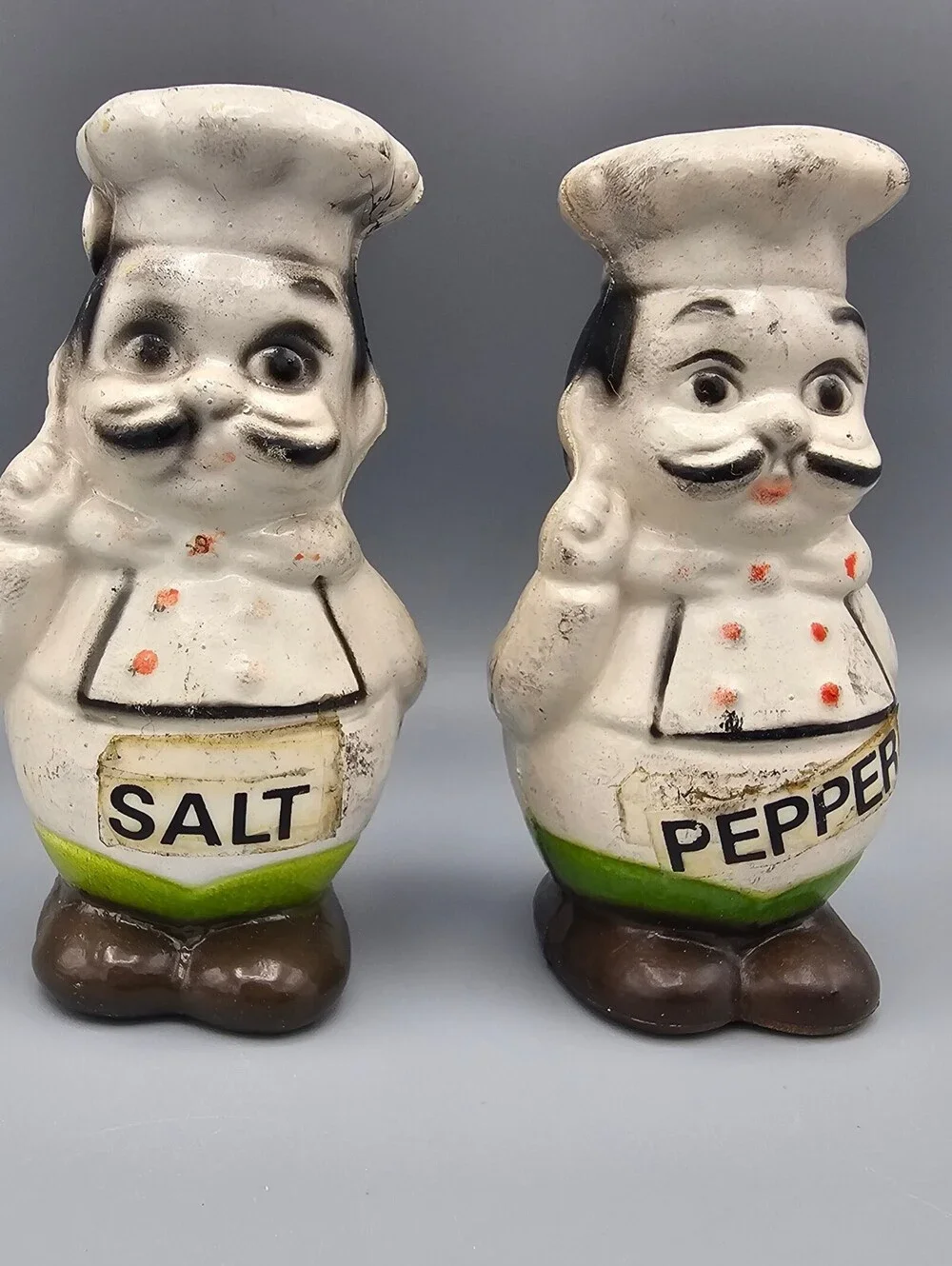 Vintage Chef Salt and Pepper Shakers Set Ceramic Figurines
